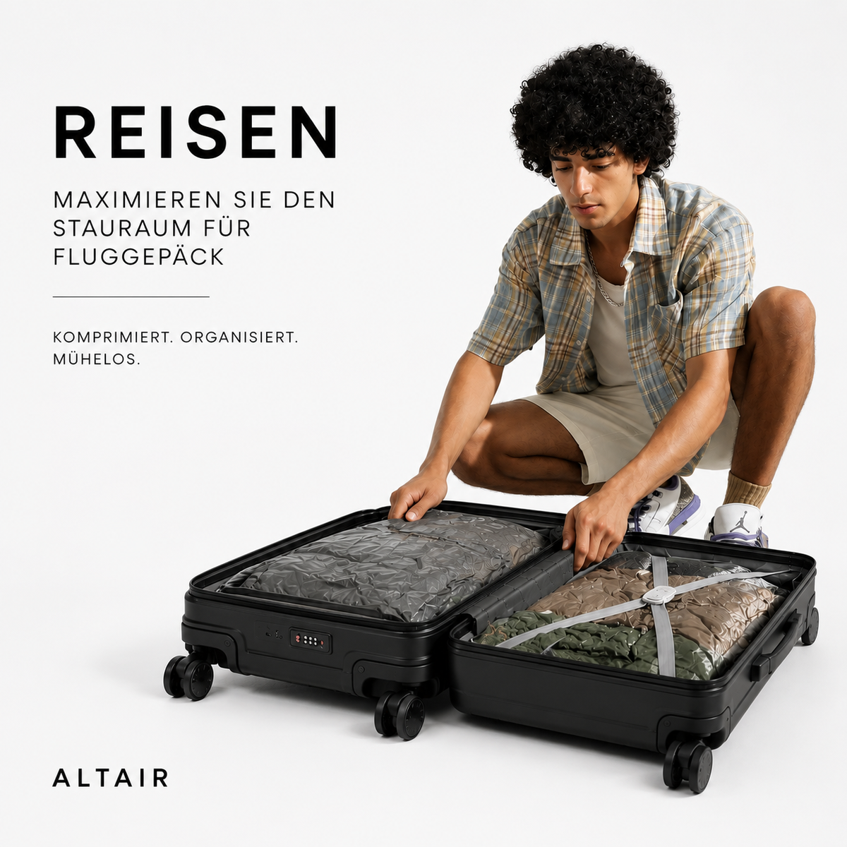 Sacs sous vide ALTAIR X3, pompe manuelle en cours d’utilisation