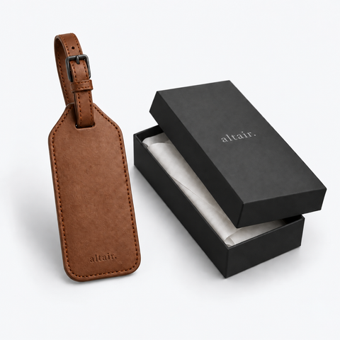 Altair Leather Luggage Tag · Brown